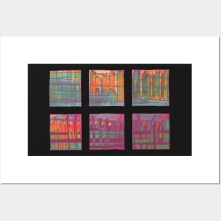 Liminal Space in Orange, Pink, Teal and Purple through 6 windows Posters and Art